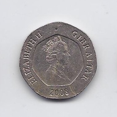 GIBRALTAR 20 PENCE 2008 KM # 1083 VF 1