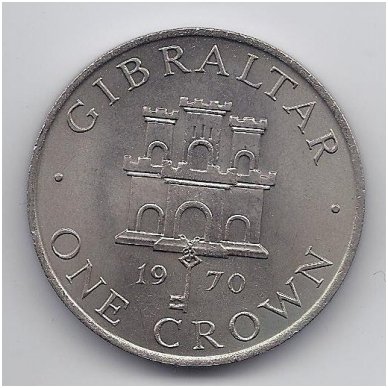 GIBRALTAR 1 CROWN 1970 KM # 4 AU
