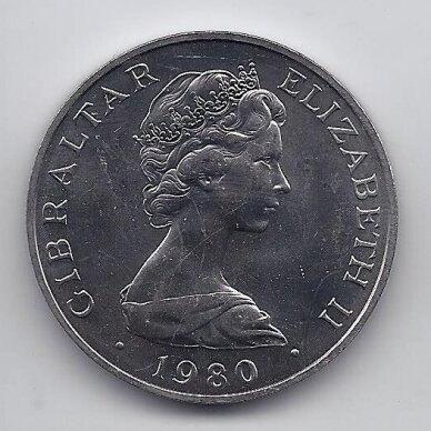 GIBRALTAR 1 CROWN 1980 KM # 11 AU Queen Mother 1