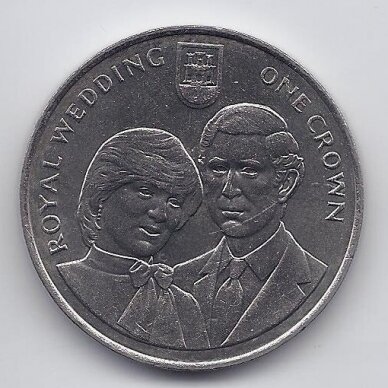 GIBRALTAR 1 CROWN 1981 KM # 14 XF/AU Royal Wedding