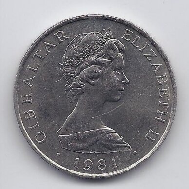 GIBRALTAR 1 CROWN 1981 KM # 14 XF/AU Royal Wedding 1