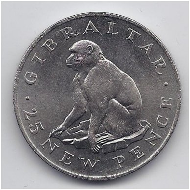 GIBRALTAR 25 NEW PENCE 1971 KM # 5 AU