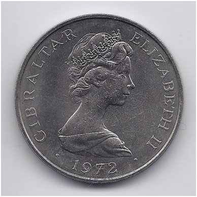 GIBRALTAR 25 NEW PENCE 1972 KM # 6 AU Silver Wedding 1