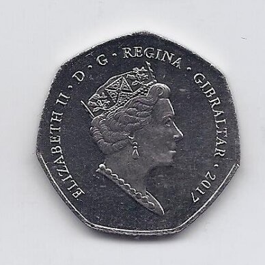 GIBRALTAR 50 PENCE 2017 KM # new aUNC  REFERENDUM 1