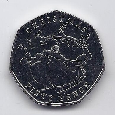 GIBRALTAR 50 PENCE 2020 KM # new UNC Christmas