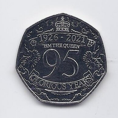 GIBRALTAR 50 PENCE 2021 KM # new AU Queen's 95th Birthday