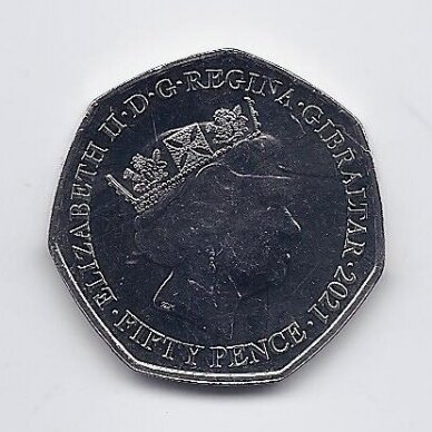 GIBRALTAR 50 PENCE 2021 KM # new AU Queen's 95th Birthday 1