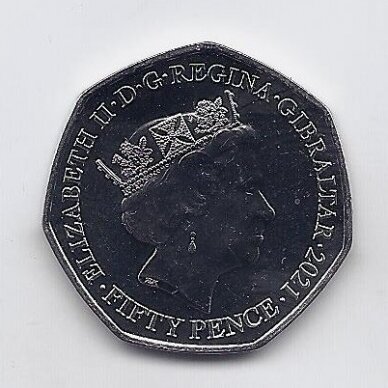 GIBRALTAR 50 PENCE 2021 KM # 1809 UNC Catherine & William 10th Anniversary 1