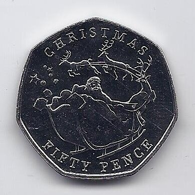 GIBRALTAR 50 PENCE 2020 KM # new UNC Christmas