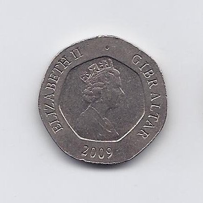 GIBRALTAR 20 PENCE 2009 KM # 1083 VF 1
