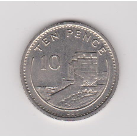 GIBRALTAR 10 PENCE 1990 KM # 23.1 VF