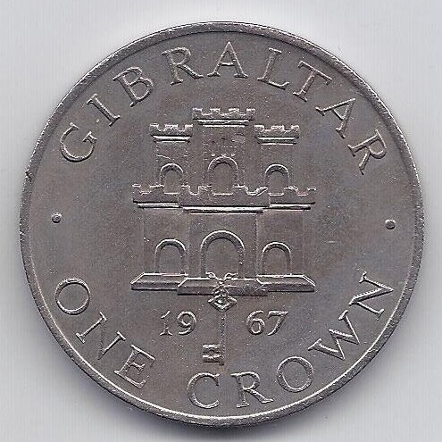 GIBRALTAR 1 CROWN 1967 KM # 4 AU