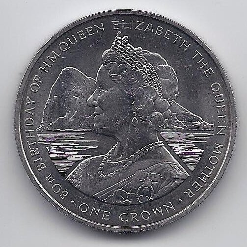 GIBRALTAR 1 CROWN 1980 KM # 11 AU Queen Mother