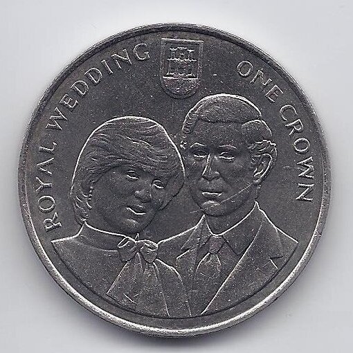 GIBRALTAR 1 CROWN 1981 KM # 14 XF/AU Royal Wedding