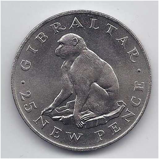 GIBRALTAR 25 NEW PENCE 1971 KM # 5 AU