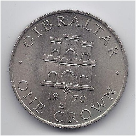 GIBRALTAR 1 CROWN 1970 KM # 4 AU