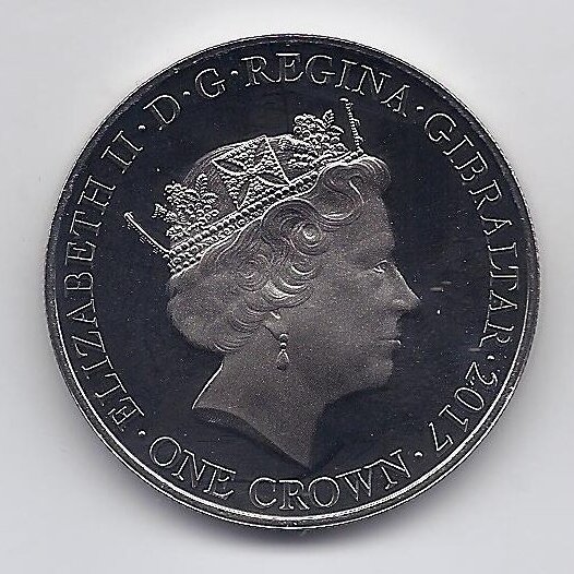 GIBRALTARAS 1 CROWN 2017 KM # 1601 PROOF Vestuvinė nuotrauka 1