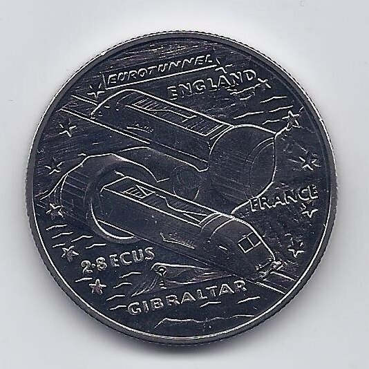 GIBRALTAR 2.8 ECUS 1993 KM # 478 UNC Eurotunnel