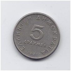 GREECE 5 DRACHMES 1990 KM # 131 VF
