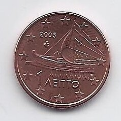 GREECE 1 EURO CENT 2005 KM # 181 UNC