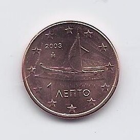 GRAIKIJA 1 EURO CENT 2003 KM # 181 UNC
