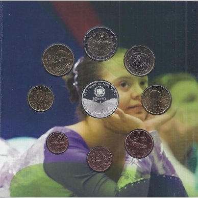 GREECE 2011 OFFICIAL EURO BANK MINT SET WITH A SILVER 10 EURO COINS STADIUM 1