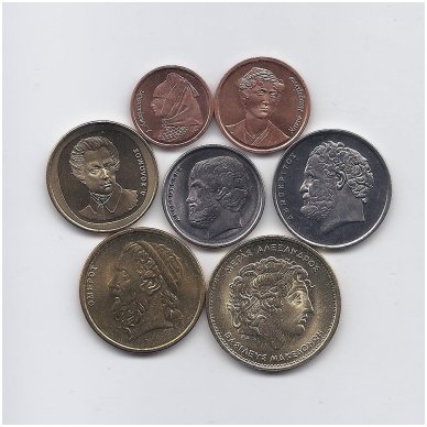 GRAIKIJA 1990 - 2000 m. 7 monetų rinkinukas 1