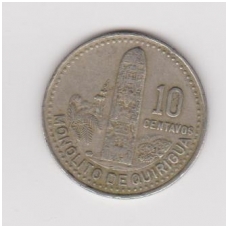 GUATEMALA 10 CENTAVOS 1987 KM # 277.5 VF