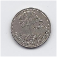 GUATEMALA 5 CENTAVOS 1986 KM # 276.4 VF