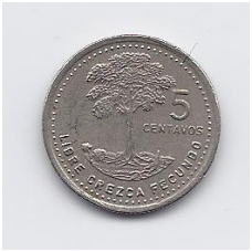 GUATEMALA 5 CENTAVOS 1987 KM # 276.4 VF