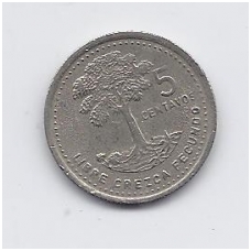 GUATEMALA 5 CENTAVOS 1988 KM # 276.4 VF