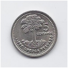 GUATEMALA 5 CENTAVOS 1992 KM # 276.4 XF