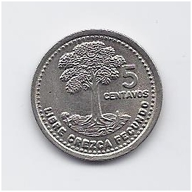 GVATEMALA 5 CENTAVOS 1992 KM # 276.4 XF