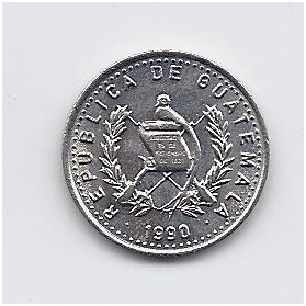 GUATEMALA 5 CENTAVOS 1990 KM # 276.4 XF 1