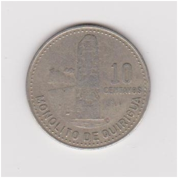 GUATEMALA 10 CENTAVOS 1983 KM # 277.4 VF