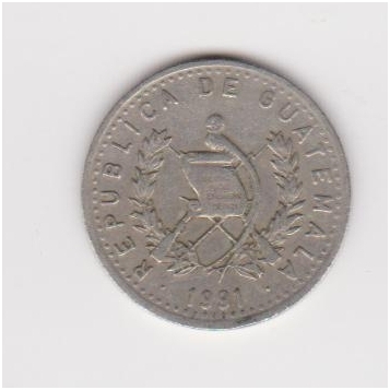 GUATEMALA 10 CENTAVOS 1991 KM # 277.5 VF 1