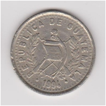 GUATEMALA 25 CENTAVOS 1994 KM # 278.5 VF 1