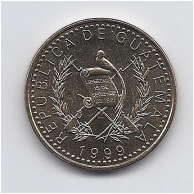 GUATEMALA 1 QUETZAL 1999 KM # 284 AU/UNC 1