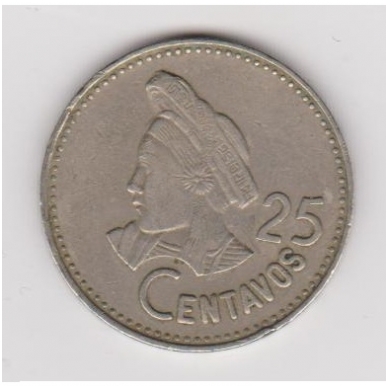 GUATEMALA 25 CENTAVOS 1996 KM # 278.6 VF