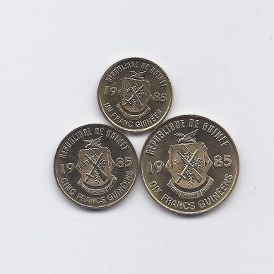 GUINEA 1985 3 COINS SET 1