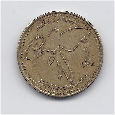 GVATEMALA 1 QUETZAL 1999 KM # 284 VF