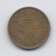 HONG KONG 10 CENTS 1968 KM # 28.1 VF