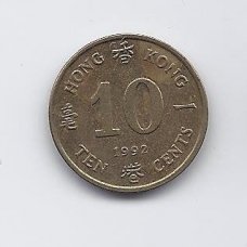 HONKONGAS 10 CENTS 1992 KM # 55 XF