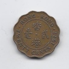 HONKONGAS 20 CENTS 1977 KM # 36 VF
