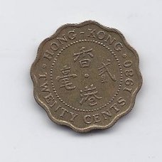 HONKONGAS 20 CENTS 1980 KM # 36 VF