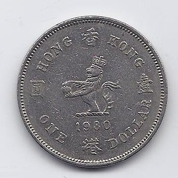 HONKONGAS 1 DOLLAR 1980 KM # 43 VF