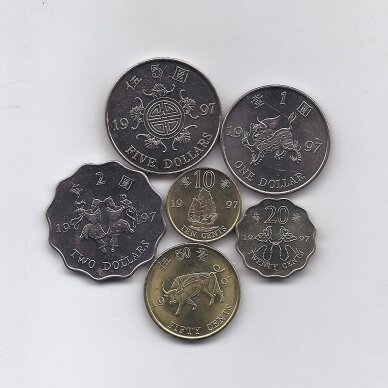 HONKONGAS 1997 m. 6 monetų rinkinys