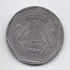 INDIA 1 RUPEE 1989 KM # 79 VF