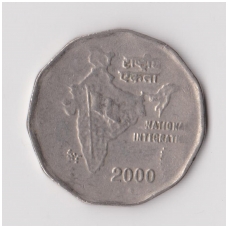 INDIA 2 RUPEES 2000 KM # 121 VF
