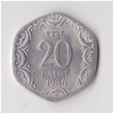 INDIA 20 PAISE 1986 KM # 44 XF